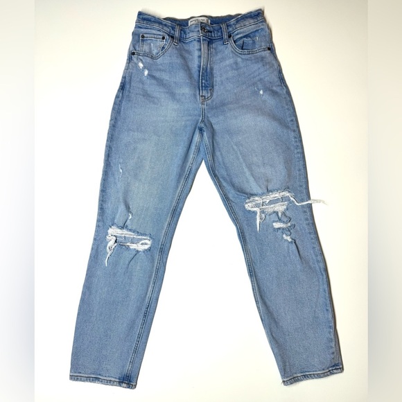 Abercrombie & Fitch The Mom High Rise Distressed Women's Jeans Size 27/4 R - Picture 1 of 10